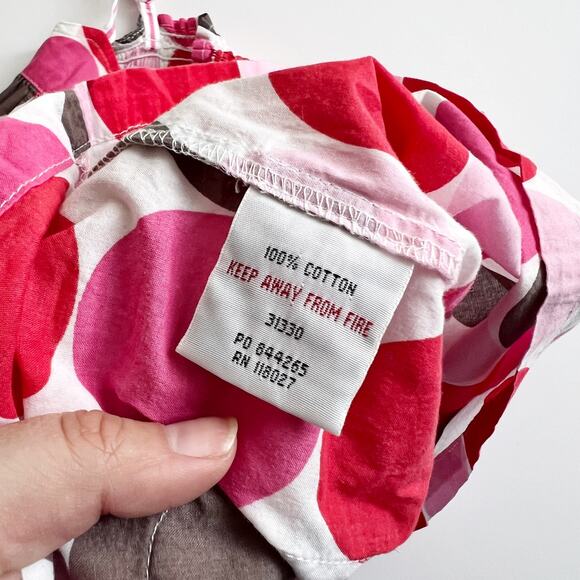 [Mini Boden] Pink Red Polka Dot Sleeveless Tank Top Front Pockets Smocked Sz 3-4 - Picture 10 of 10